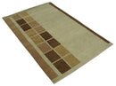 Modern Geometrical Beige, Brown and olive 4x6 Hand Knotted Wool Area Rug
