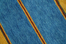 Modern Geometrical Blue, Gold, Brown and Green Stripes Design Hand loom 4.6x7 wool Area Rug