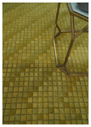 Modern Geometrical Boxes Olive Hand loom 5x8 wool Area Rug