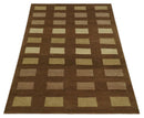 Modern Geometrical Brown and Beige 4x6 Hand Knotted Wool Area Rug