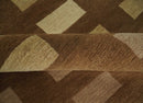 Modern Geometrical Brown and Beige 4x6 Hand Knotted Wool Area Rug