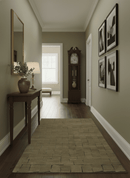 Modern Geometrical Brown, Olive and Charcoal Hand Knotted 5x8 Wool and Silk Area Rug