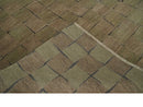 Modern Geometrical Brown, Olive and Charcoal Hand Knotted 5x8 Wool and Silk Area Rug