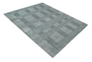 Modern Geometrical Hand Made 8x10 Charcoal, Gray and Silver Blended Wool Area Rug