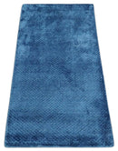 Modern Geometrical Hand Made 2x4 Blue Art silk Area Rug