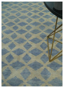 Modern Geometrical Diamond Design Gray and Beige 8x10 Hand knotted wool rug
