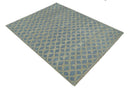 Modern Geometrical Diamond Design Gray and Beige 8x10 Hand knotted wool rug