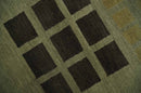 Modern Geometrical Green, Charcoal and Brown Hand loom 5x8 wool Area Rug