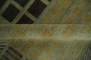 Modern Geometrical Green, Charcoal and Brown Hand loom 5x8 wool Area Rug