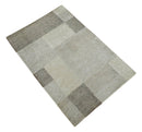 Modern Geometrical Hand knotted 2x3 Gray, Beige and Silver Area Rug