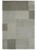 Modern Geometrical Hand knotted 2x3 Gray, Beige and Silver Area Rug