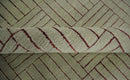 Modern Geometrical Hand knotted Maroon and Beige 5x8 Wool and Art Silk Area Rug