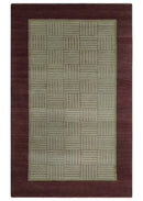 Modern Geometrical Hand knotted Maroon and Beige 5x8 Wool and Art Silk Area Rug