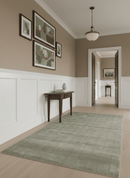 Modern Geometrical Ivory, Brown and Olive 5x8 Hand Knotted Wool and Silk Area Rug