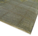 Modern Geometrical Ivory, Brown and Olive 5x8 Hand Knotted Wool and Silk Area Rug