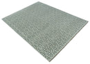 Modern Geometrical Ivory, Teal and Brown Hand Knotted 8x10 wool Area Rug