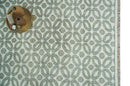 Modern Geometrical Ivory, Teal and Brown Hand Knotted 8x10 wool Area Rug