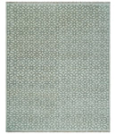 Modern Geometrical Ivory, Teal and Brown Hand Knotted 8x10 wool Area Rug