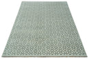 Modern Geometrical Ivory, Teal and Brown Hand Knotted 8x10 wool Area Rug