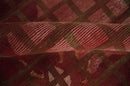 Modern Geometrical Maroon, Green and Ivory Hand knotted 5x8 wool and Art Silk Area Rug