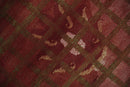 Modern Geometrical Maroon, Green and Ivory Hand knotted 5x8 wool and Art Silk Area Rug