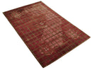 Modern Geometrical Maroon, Green and Ivory Hand knotted 5x8 wool and Art Silk Area Rug