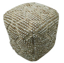 Modern Geometrical Natural Brown and Ivory Design Jute and wool Pouf