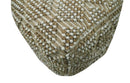 Modern Geometrical Natural Brown and Ivory Design Jute and wool Pouf
