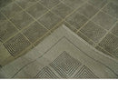 Modern Geometrical Olive and Charcoal Hand loom 5x7 Wool and Art Silk Area Rug