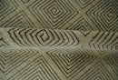 Modern Geometrical Olive and Charcoal Hand loom 5x7 Wool and Art Silk Area Rug