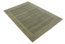 Modern Geometrical Olive and Charcoal Hand loom 5x7 Wool and Art Silk Area Rug