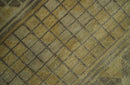 Modern Geometrical Olive, Charcoal and Silver Hand knotted 4.8x6.5 Bamboo Silk Area Rug
