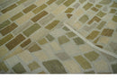 Modern Geometrical Olive, Green, Silver and Beige Hand knotted 5x8 wool Area Rug
