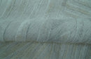 Modern Geometrical Pattern Ivory and Silver Hand Knotted 10x13 Wool Rug