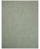 Modern Geometrical Pattern Silver Hand Knotted 10x13 Wool Area Rug