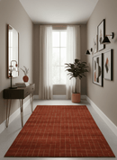 Modern Geometrical Rust and Gold 6x9 Hand loom Wool and Art Silk Area Rug