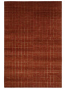 Modern Geometrical Rust and Gold 6x9 Hand loom Wool and Art Silk Area Rug