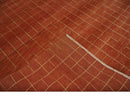 Modern Geometrical Rust and Gold 6x9 Hand loom Wool and Art Silk Area Rug