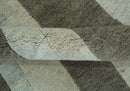 Modern Geometrical Silver, Ivory and Charcoal Hand Knotted 5x8 wool area Rug