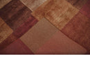 Modern Geometrical Square Shades of Brown Hand Knotted Stripes texture 4.6x6.6 wool and art silk Area rug