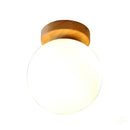 Modern glass ball led ceiling lamp bedroom wood mount