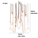 Modern glass ball led pendant light black & orange living room