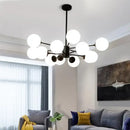 Modern glass ball pendant lights gold & black living room chandelier