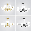 Modern glass ball pendant lights gold & black living room chandelier