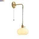 Modern glass copper led wall lights bedroom globe sconce