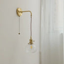 Modern glass copper led wall lights bedroom globe sconce