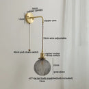 Modern glass copper led wall lights bedroom globe sconce