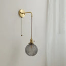 Modern glass copper led wall lights bedroom globe sconce