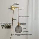 Modern glass copper led wall lights bedroom globe sconce