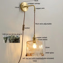 Modern glass copper led wall lights bedroom globe sconce
